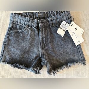 7 For All Mankind girls Washed Black Frayed Denim Shorts - size 8 BNWT